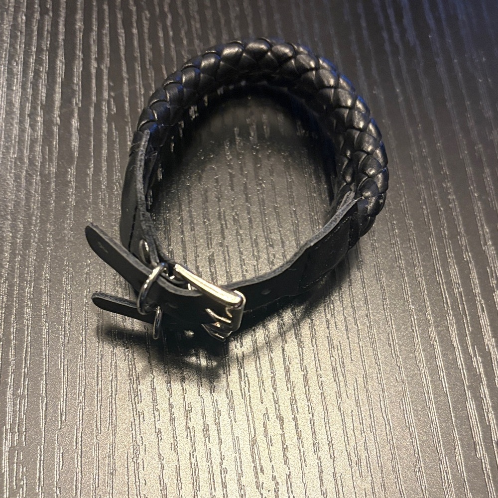 Black Braided Leather Bracelet - Picture 5 of 8